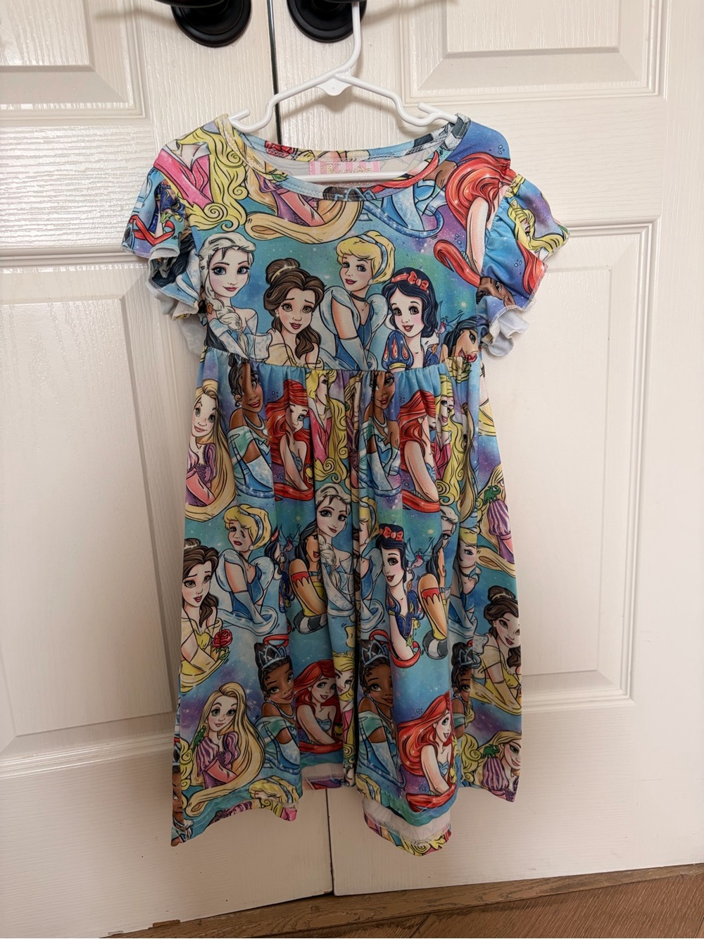 Disney Girls' Light Blue Multicolor Princess Print Dress